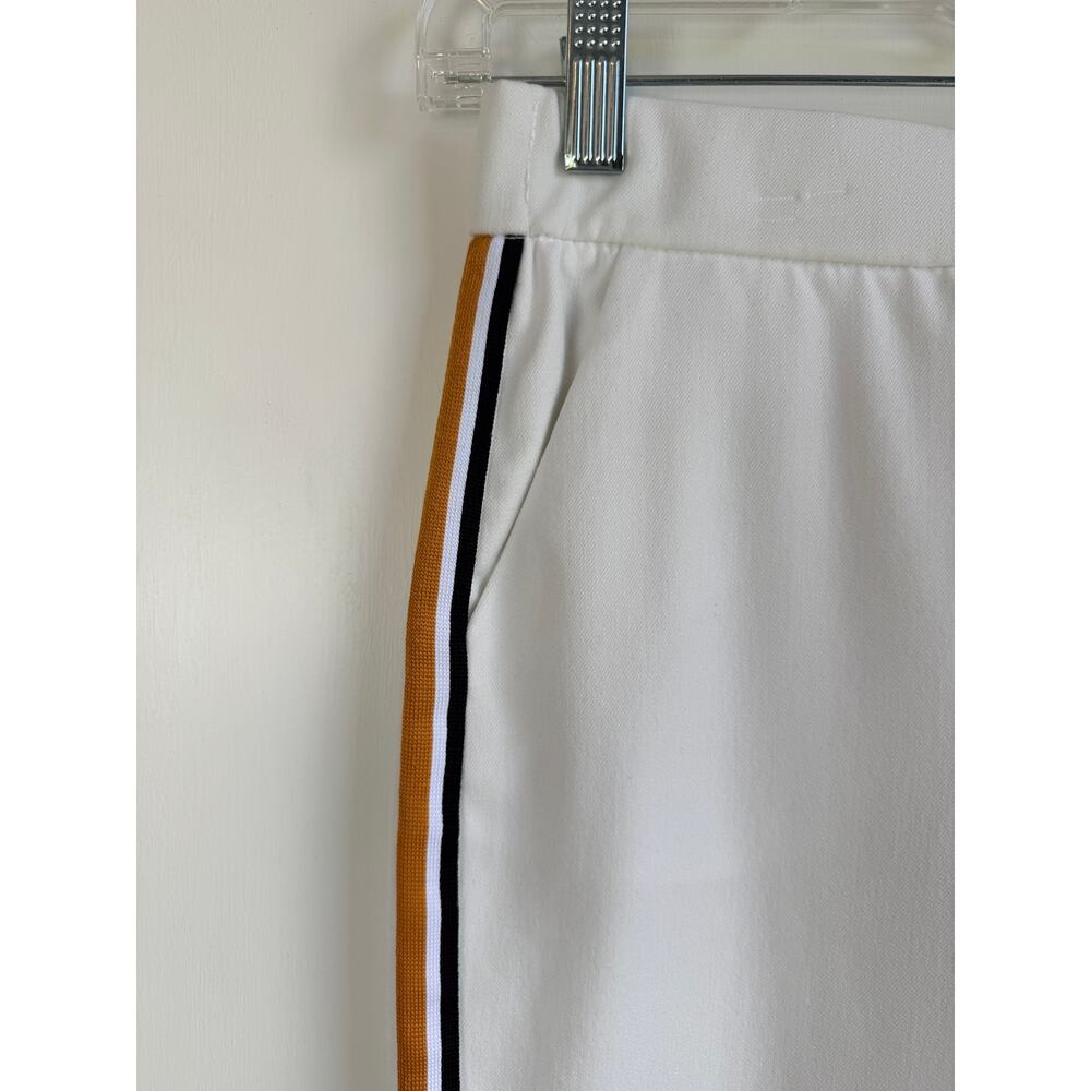 Zara White Trousers Side Stripe Yellow Black Sporty chic Track Pants Size Small - Picture 11 of 11